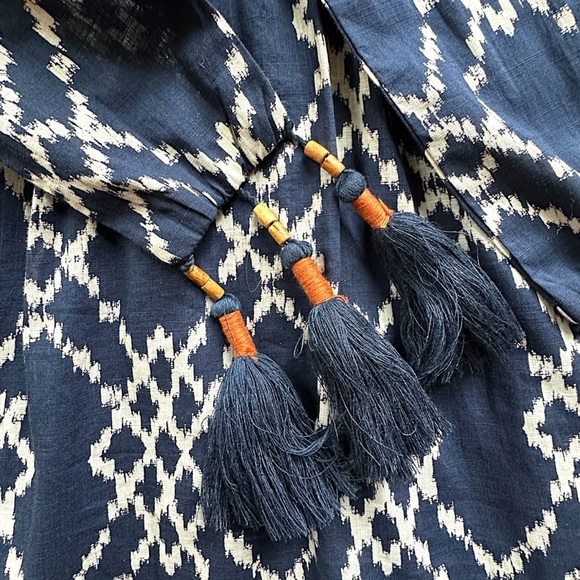 NWT ANTHROPOLOGIE RIMBAUD COTTON SKIRT TASSEL TIE NAVY BLUE & WHITE | MEDIUM - Picture 6 of 11